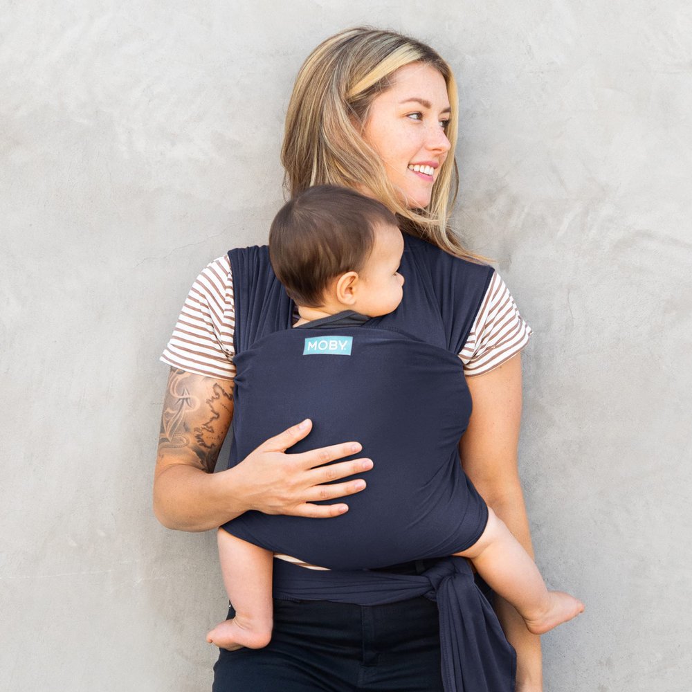 Moby Baby Wrap Carrier Classic for Newborns to Toddlers (8-33lbs), Infant Sling Carrier, Lightweight & Hands Free Design, Adjustable for All Body Types (Deep Sea)