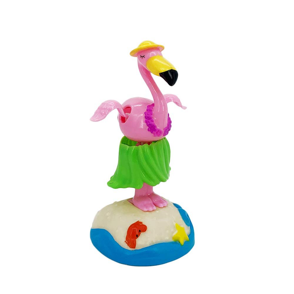 YGMONER Solar Powered Dancing Hula-Hula Flamingo Car Dashboard Ornaments Swinging Dress Animated Bobble Dancer Car Decor (Flamingo B)