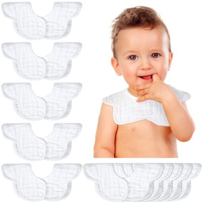 Geyoga 10 Pcs Baby Bibs 360 Rotate Baby Bandana Muslin Drool Bibs Petal Bibs Burp Gauze Cloths Absorbent Bib (,)