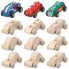 12 Pieces Wood DIY Car Toys, Unfinished Wooden Cars, Crafts for Students Home Activities, Easy Woodworking and Family Time Set view 1