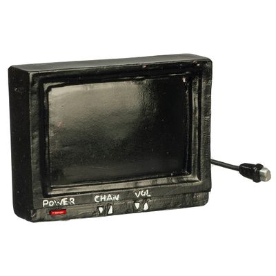 Dollhouse Black Television Set Portable TV Miniature Living Room Accessory