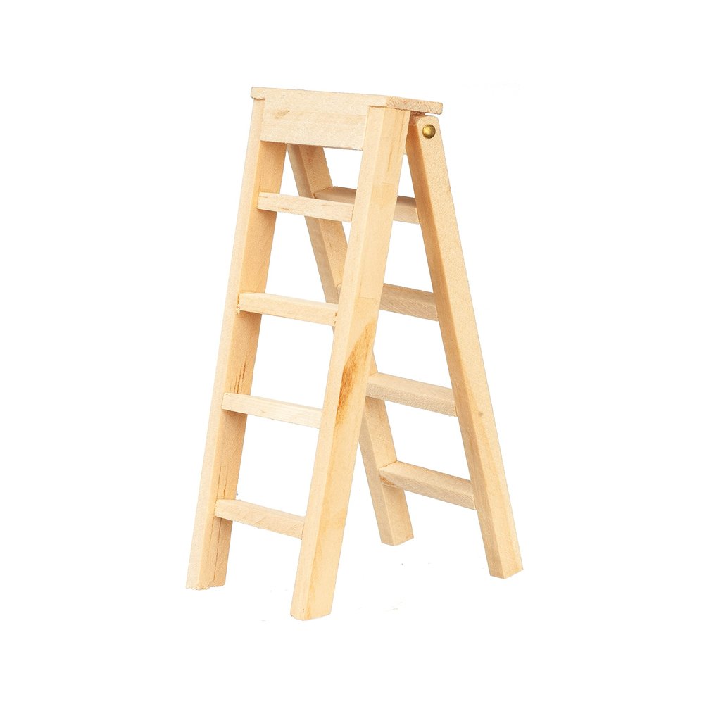 Melody Jane Dolls Houses Dollhouse Large Set of Step Ladders Miniature Wooden Garden Accessory 1:12
