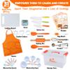 PERLLI Kids Real Cooking Set for Cooking and Baking  31 Pc. Gift for Junior Chef with Real Utensils, Case & Safe Kids Knife Set for Boys & Girls  Fine Motor Skills & Fun for Children Ages 6+, Orange view 2