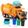 FUBARBAR Metal Garbage Truck Toy Model  1:43 Diecast Recycling Waste Transport Truck with Trash Bin, Pull Back Model Car Toy for Kids Boys (Orange) view 1
