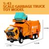 FUBARBAR Metal Garbage Truck Toy Model  1:43 Diecast Recycling Waste Transport Truck with Trash Bin, Pull Back Model Car Toy for Kids Boys (Orange) view 3