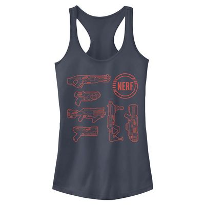 Hasbro Nerf Nerf Blasters Slim Fit, Scoop Hem Racerback Tank Indigo
