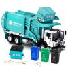 FUBARBAR Metal Garbage Truck Toy Model  1:43 Diecast Recycling Waste Transport Truck with Trash Bin, Pull Back Model Car Toy for Kids Boys (Blue) view 1