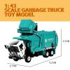 FUBARBAR Metal Garbage Truck Toy Model  1:43 Diecast Recycling Waste Transport Truck with Trash Bin, Pull Back Model Car Toy for Kids Boys (Blue) view 3