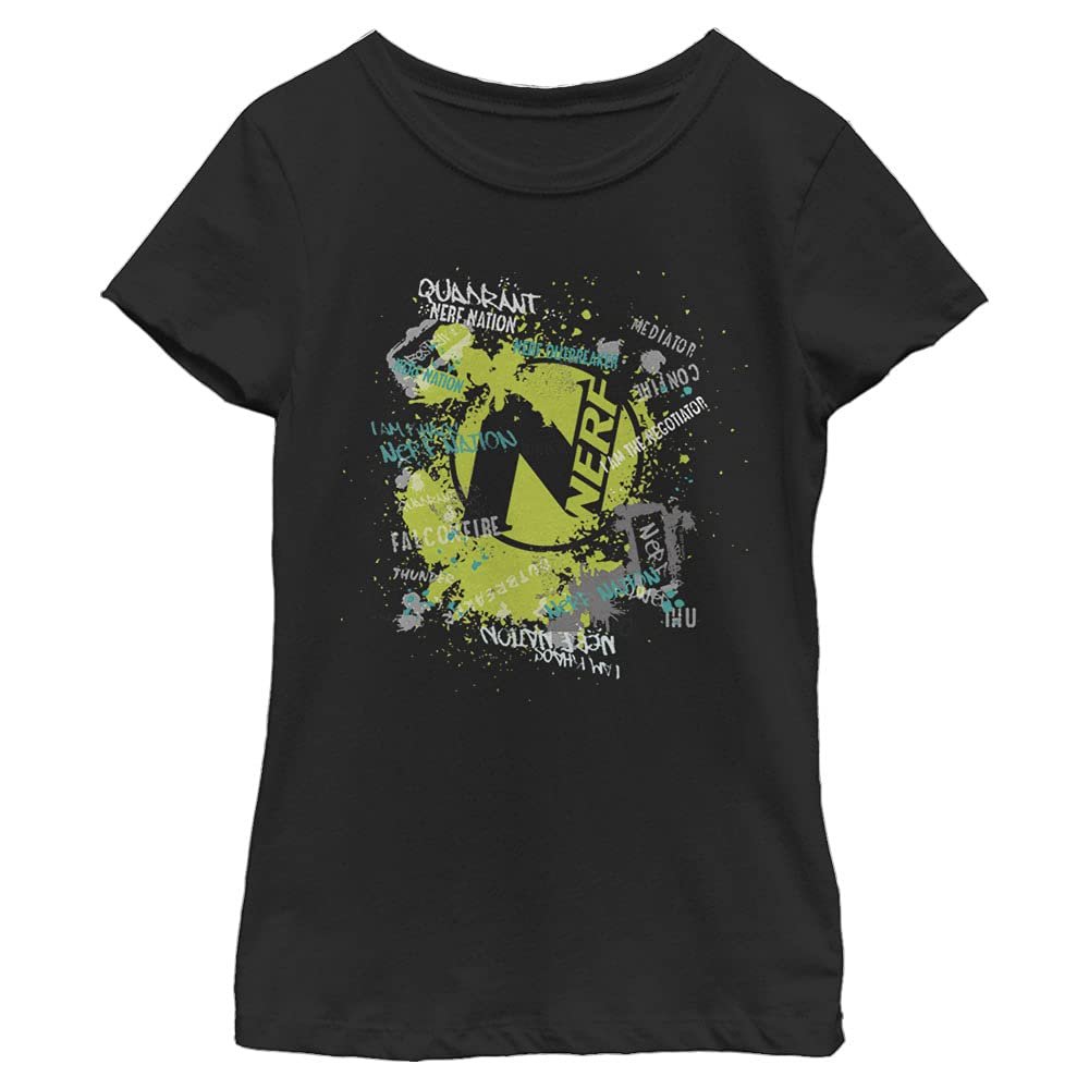Hasbro Nerf Nerf Graffiti Girl's Solid Crew Tee Black
