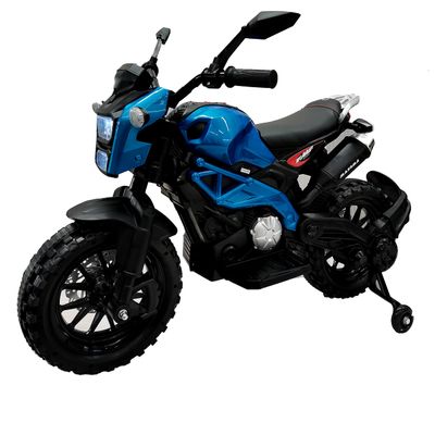 Eletric Motorcycle for Kids Ride on Motorcycle, Tamco 12V Electric Dirt Bike with Training Wheels Hand Racing Foot Brake PU seat Ride on Motorcycle for 3~6 Years Boys Girls Gift (Blue)
