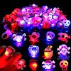 DERAYEE Halloween LED Rings for Kids, 50Pcs Light Up Ring Toys Halloween Party Favors Flash Finger Lights Glow in The Dark Treats Goodie Bag Fillers view 2