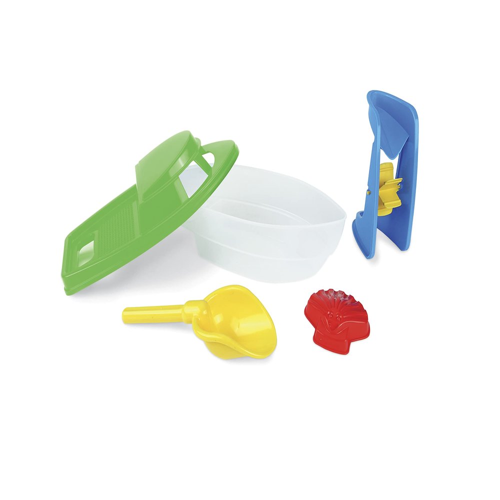 Wader 71920 Toy Set 2 Assorted 5 Pieces Consisting of Shovel, Shape, Boat, Sand Mill or Motorboat