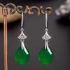 Natural Green Jade Chalcedony Drop Earrings Charm Jewelry Fashion Women Amulet Jewelry view 2
