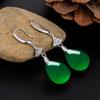 Natural Green Jade Chalcedony Drop Earrings Charm Jewelry Fashion Women Amulet Jewelry view 4
