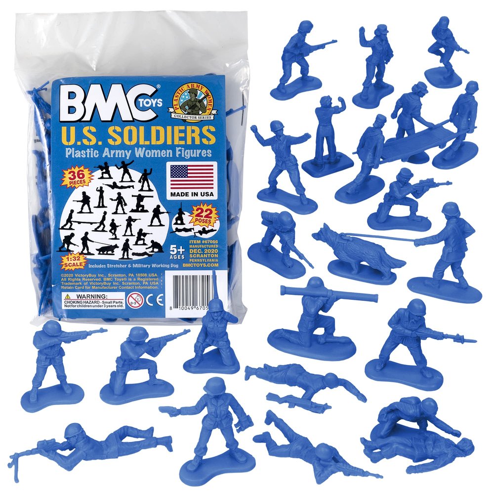BMC Plastic Army Women - 36pc Blue Female Soldier Figures - Made in USA