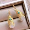 Natural Hotan Jade Drop Earrings Chinese Classical National Women Fashion Jewelry view 2