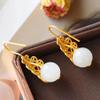 Natural Hotan Jade Drop Earrings Chinese Classical National Women Fashion Jewelry view 4