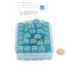 Teal Borealis Dice Luminary with Gold Pips 16mm (5/8 inch) D6 Set of 50 Wondertrail view 2