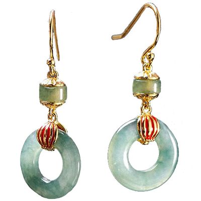 Natural Ice Jade Earrings Chinese Style Retro Elegant Charm Women Fasion Jewellery