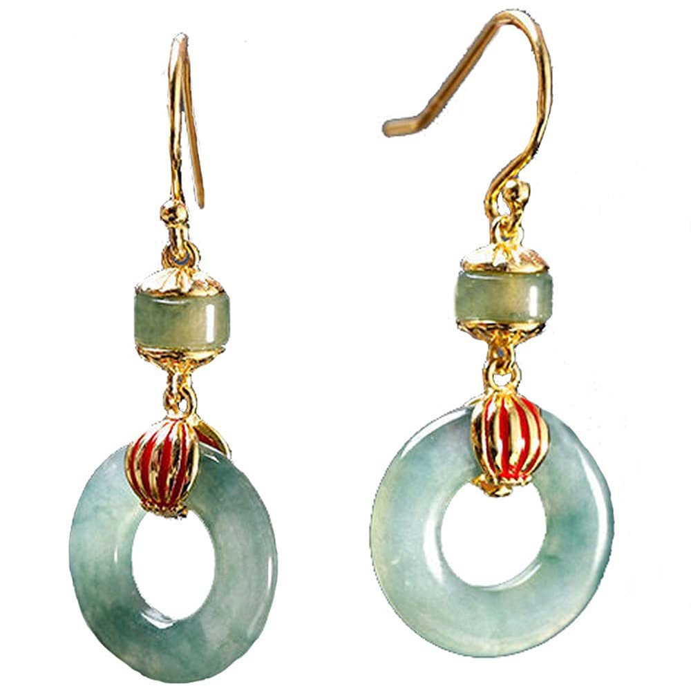 Natural Ice Jade Earrings Chinese Style Retro Elegant Charm Women Fasion Jewellery