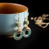 Natural Ice Jade Earrings Chinese Style Retro Elegant Charm Women Fasion Jewellery view 3