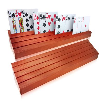 2 Pieces of Wood Playing Card Holder Game Card Storage Tray Rack, 13.8 inches Super Extended Version, Suitable for Children, Adults and The Elderly, Used for Games, Parties, competitions.