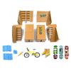 Skate Park Kit, Finger Skateboard Ramp Set -1 Finger Bike -3 Finger Skateboards -1 pair of skates and 8PCS Skate Parks for Finger Skateboard Ultimate Parks Training Props and Finger Toys view 2