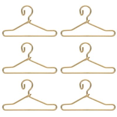 50Pcs Mini Clothes Hangers Metal Doll Clothes Dress Outfit Holders Wire Rack Stand for Miniature Dollhouse Gown Closets Toys Bedroom Accessories Golden 40mm