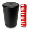 Luck Lab Black Leather Dice Stacking Cup with 5 Serialized Razor Edge 19 mm Casino Dice - Pro Straight Cup for Stacking and Magic Tricks (Red Dice) view 1