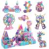 ASOK 3D Castle Magnetic Building Tiles 160pcs Development & Educational Magnetic Blocks Toys for Boys and Girls Ages 3 4 5 6 7 8 Years Old Macaron Color Learning Toys Gifts for Children Kids view 1