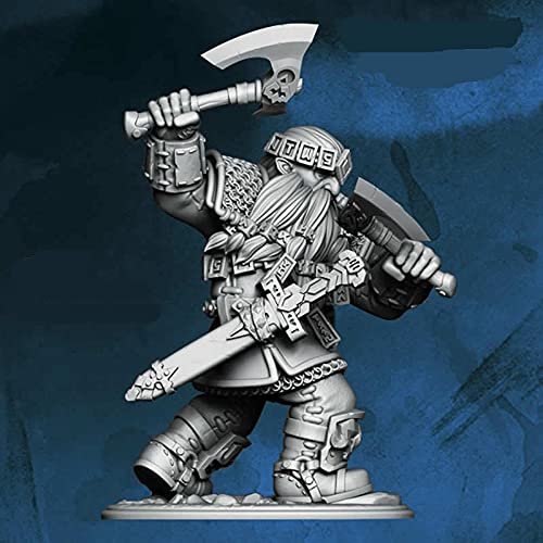 Arbazd Two Axes Dwarven Warrior Figure Kit 28mm Heroic Scale Miniature Unpainted First Legion
