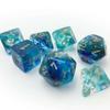 Oceanic Nebula Luminary Dice with Gold Numbers 16mm (5/8in) Set of 7 Chessex, Blue view 3