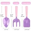 3 PCs Kids Gardening Set Trowel Rake Shovel Children's Garden Tools Pink Purple Kids Garden Tools Gardening Gifts for Kids Girls view 2