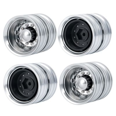 RC-Hub 4Pcs Aluminum Alloy Rear Wheels Rims for 1/14 Tamiya Trailer Tractor Truck RC Car