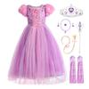 JerrisApparel Girl Princess Costume Tulle Pageant Birthday Party Dress Halloween Cosplay Dress up (Purple with Accessories, 7) view 1