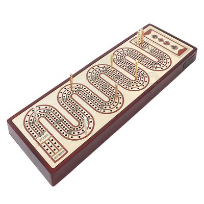 House of Cribbage - Artfornia Series - Wooden Cribbage Board Zig Zag Shape Continuous 3 Tracks with pegs Storage Drawer