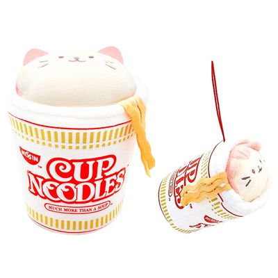 Anirollz Stuffed Animal Plush Toy - Official Nissin Cup Noodle Roll Blanket Outfitz Doll |Soft, Squishy, Warm, Cute, Comfort, Safe| Pillow with Kitty - Birthday Decorations Gift Set 3" & 6" Kittiroll