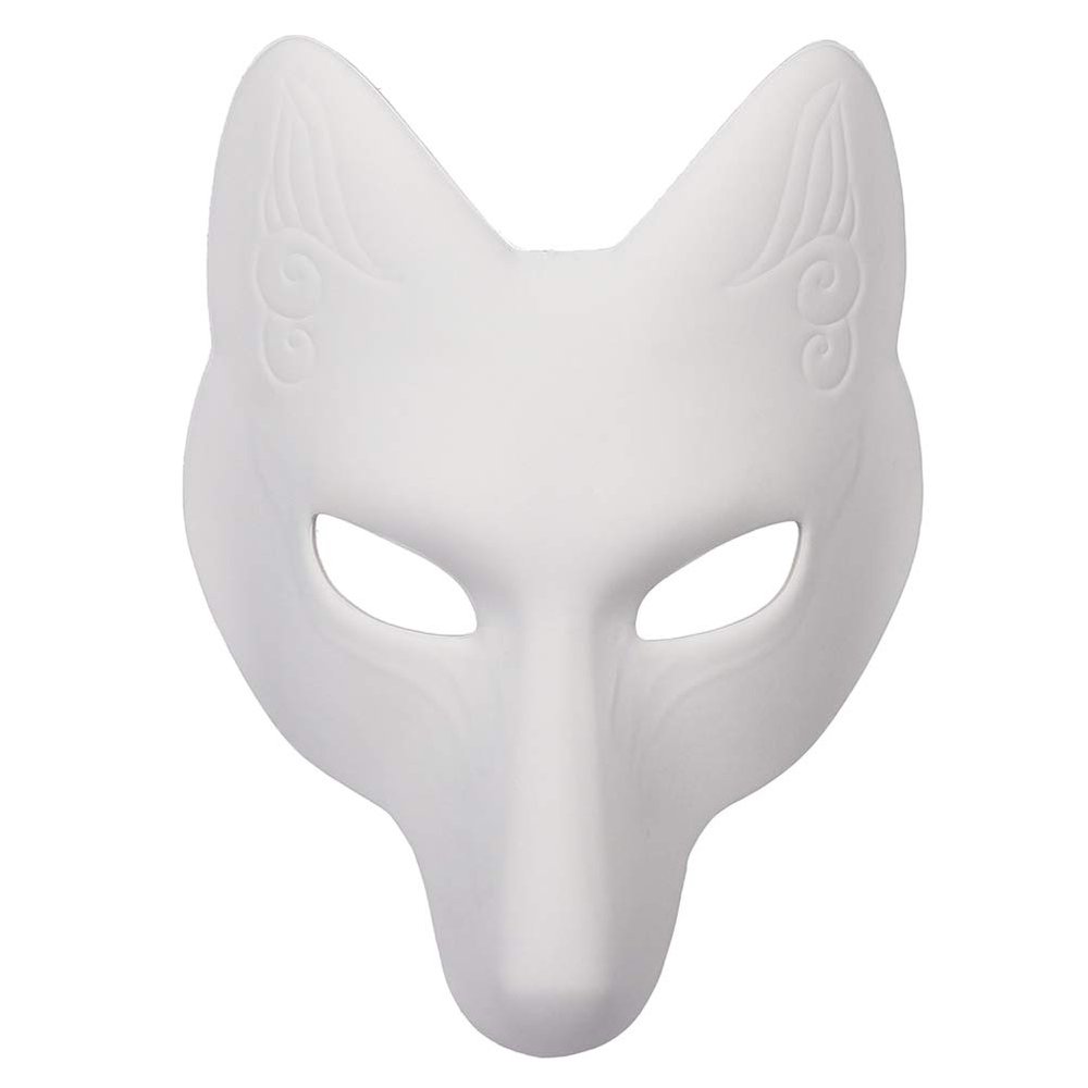 ABOOFAN White Fox Mask 11.4X7.1 Inch Diy Blank Pu Leather Masquerade Party Mask for Women Halloween Costume Cosplay Accessory
