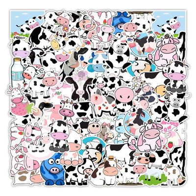 50 Pcs Cow Stickers for Decoration, Cute Waterproof Kawaii Vinyl Cow Print Stickers for Kids,Computer Stickers Farm Cow Decor Decals for Hydroflask,Luggage, Album, Scrapbook