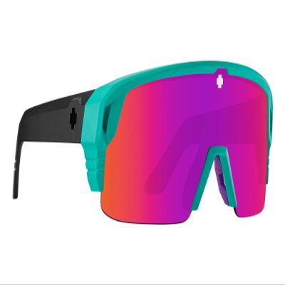 Spy Optic Monolith 5050, Cylindrical Shield Semi-rimless Sunglasses, Color and Contrast Enhancing Lenses, Matte Teal - Happy Gray Green Pink Spectra Mirror Lenses