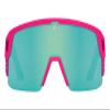 Spy Optic Monolith 5050, Cylindrical Shield Semi-rimless Sunglasses, Color and Contrast Enhancing Lenses, Matte Neon Pink - Happy Bronze Light Green Spectra Mirror Lenses view 2