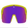 Spy Optic Monolith 5050, Cylindrical Shield Semi-rimless Sunglasses, Color and Contrast Enhancing Lenses, Matte Neon Yellow - Happy Bronze Purple Spectra Mirror Lenses view 2
