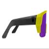 Spy Optic Monolith 5050, Cylindrical Shield Semi-rimless Sunglasses, Color and Contrast Enhancing Lenses, Matte Neon Yellow - Happy Bronze Purple Spectra Mirror Lenses view 3