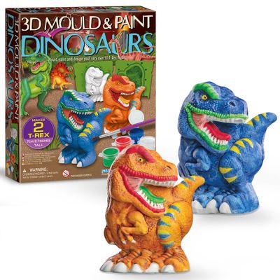 4M 3D Mould and Paint Dinosaurs Kit, 1 Set, Includes Plaster, Molds, Paint, and Brush for DIY Dinosaur Models