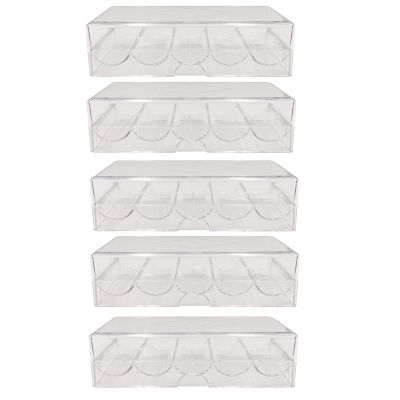 SEETOOOGAMES Poker Chip Tray Rack - Clear Acrylic Casino Chip Holder with lid - Chips Storage Display Case for Texas Hold'em, Blackjack, Gambling, Poker Clubs, Parties or Home Casino Nights - 5 Pack