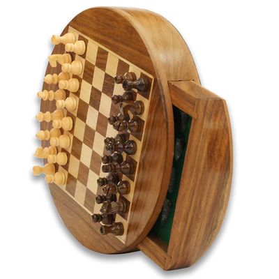 LANGWEI Wooden Chess Set,Classic Family Chess Board Game with Storage Drawer & Game Pieces Slots,Travel Chess Board Set for Children and Chess Lovers,S