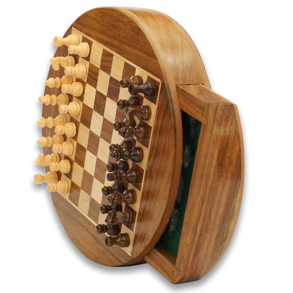 LANGWEI Wooden Chess Set,Classic Family Chess Board Game with Storage Drawer & Game Pieces Slots,Travel Chess Board Set for Children and Chess Lovers,S