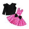 Atoy Baby Girls Skirts Set Ruffle Cloth +Polka Dot Overall Dress Bow Polka Dot Skirt Set (Pink Long, 2-3 T, 2_years) view 1