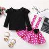 Atoy Baby Girls Skirts Set Ruffle Cloth +Polka Dot Overall Dress Bow Polka Dot Skirt Set (Pink Long, 2-3 T, 2_years) view 2