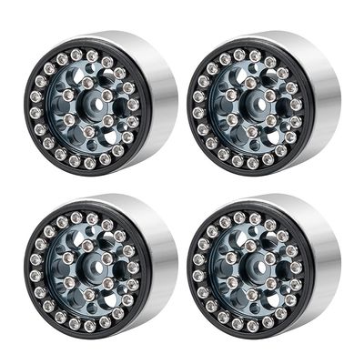 4Pcs CNC Aluminum Beadlock Wheel Rims Set for 1/24 Axial SCX24 90081 RC Crawler (Titanium)